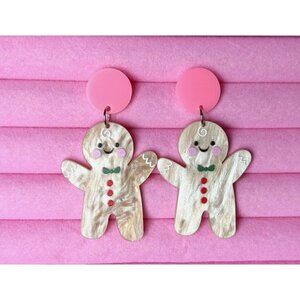 Vintage Gingerbread Acrylic Dangle Earrings